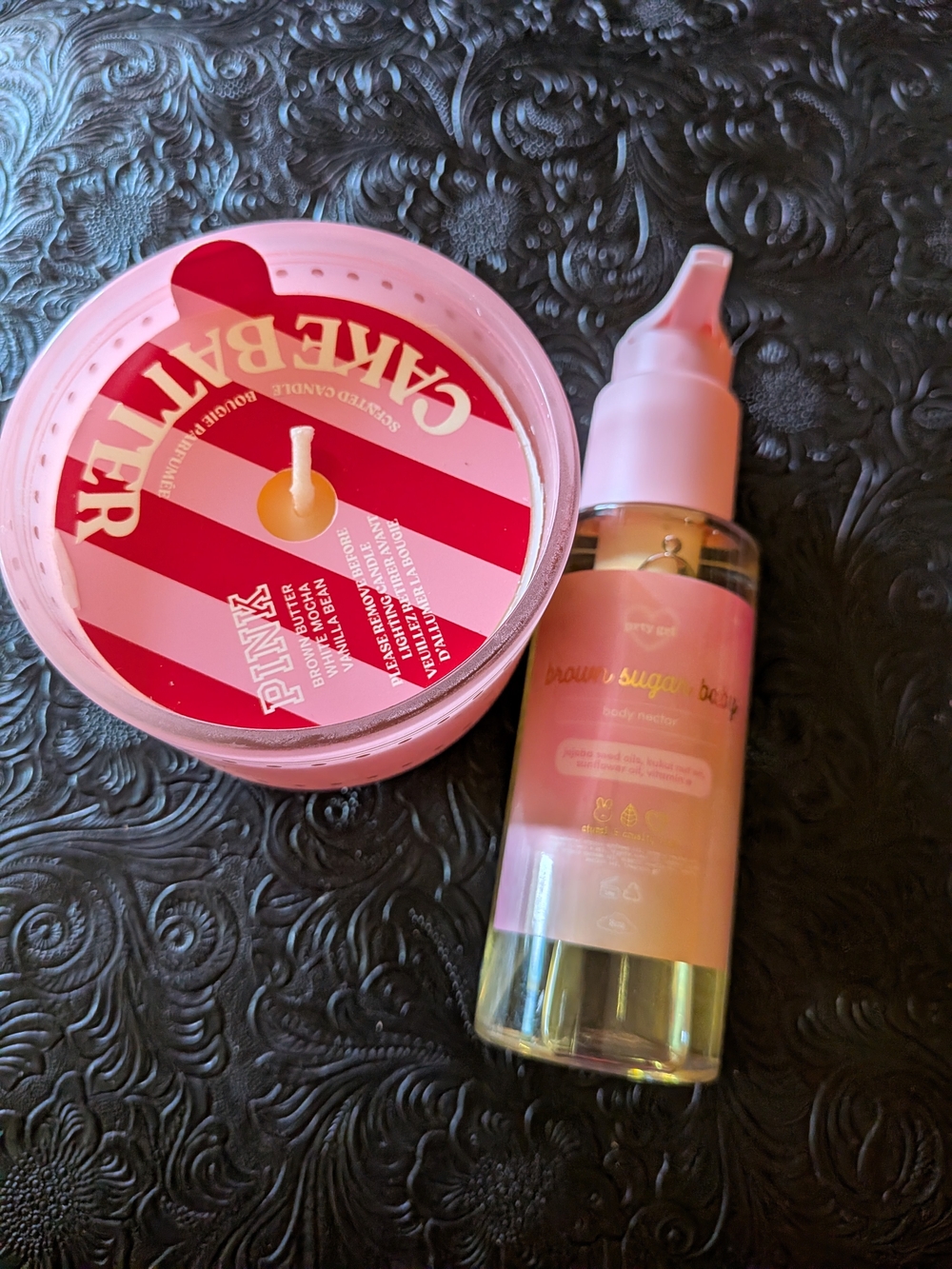 PINK Cake Batter Candle & Pink Gradient "Pretty Girl" Body Oil Duo